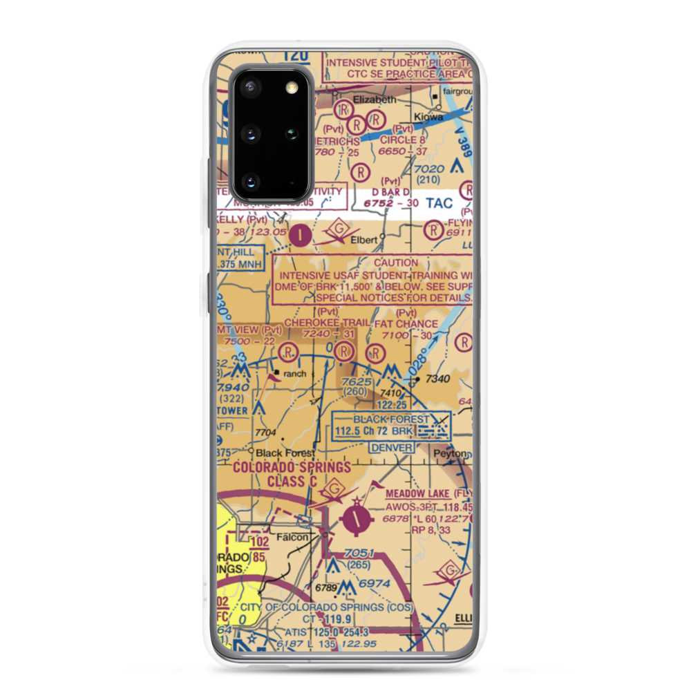 Cherokee Trail Ranch Airport (2CO1) VFR Sectional Samsung Case Samsung Galaxy S20 Plus model shown