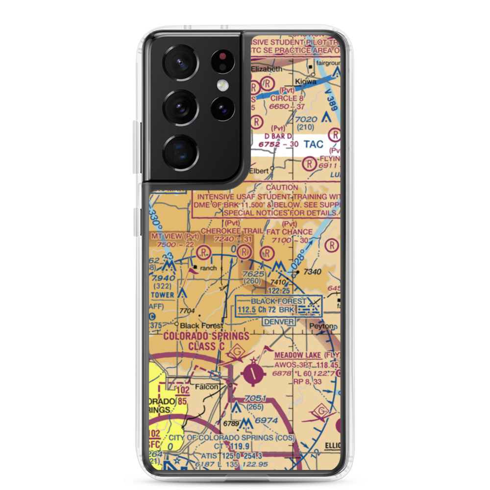 Cherokee Trail Ranch Airport (2CO1) VFR Sectional Samsung Case Samsung Galaxy S21 Ultra model shown