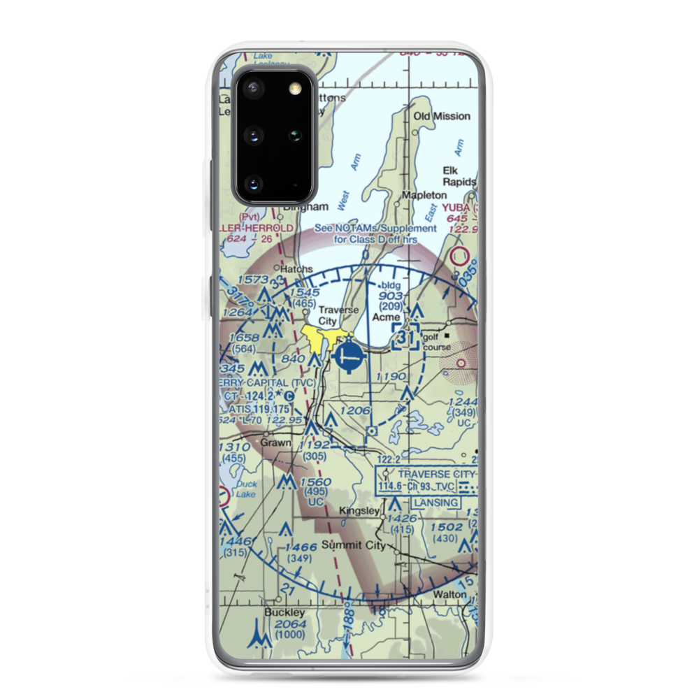 Cherry Capital Airport (TVC) VFR Sectional Samsung Case Samsung Galaxy S20 Plus model shown