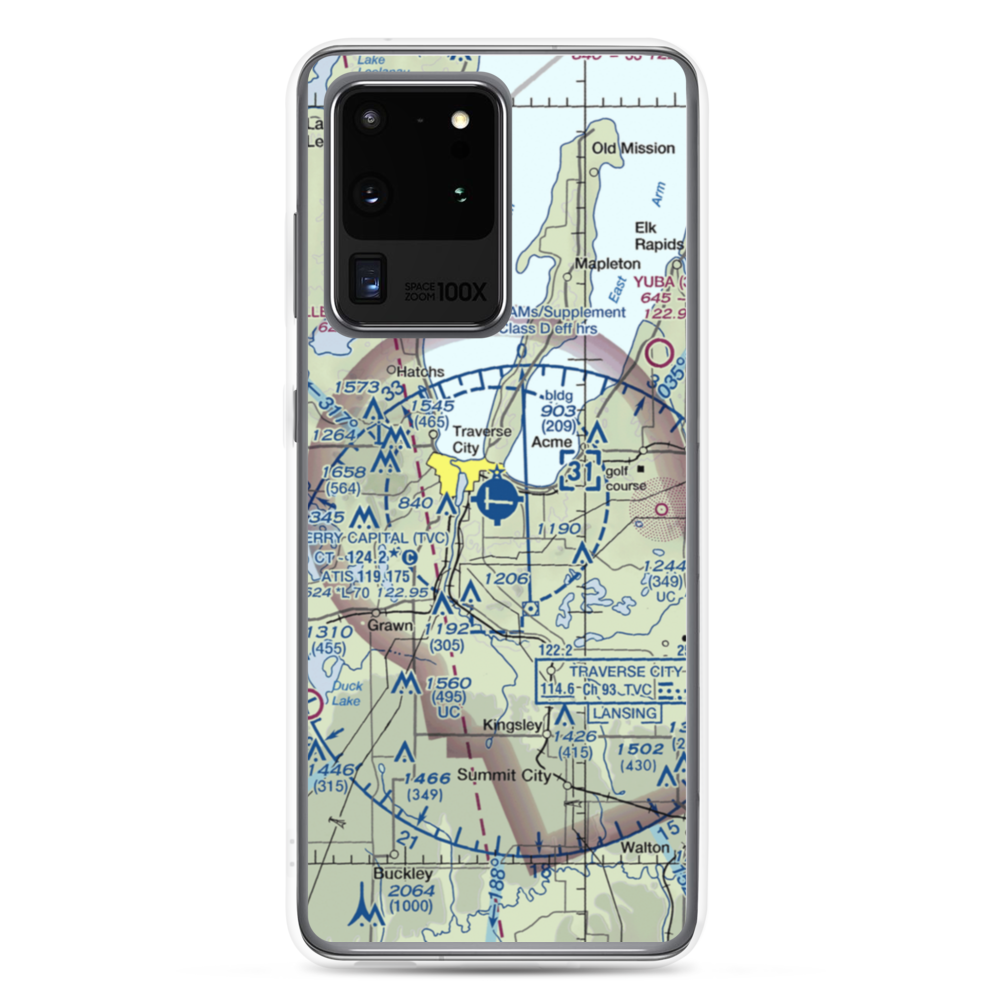 Cherry Capital Airport (TVC) VFR Sectional Samsung Case Samsung Galaxy S20 Ultra model shown