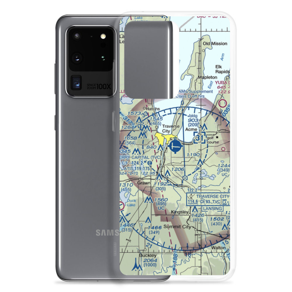 Cherry Capital Airport (TVC) VFR Sectional Samsung Case Samsung Galaxy S20 Ultra model shown