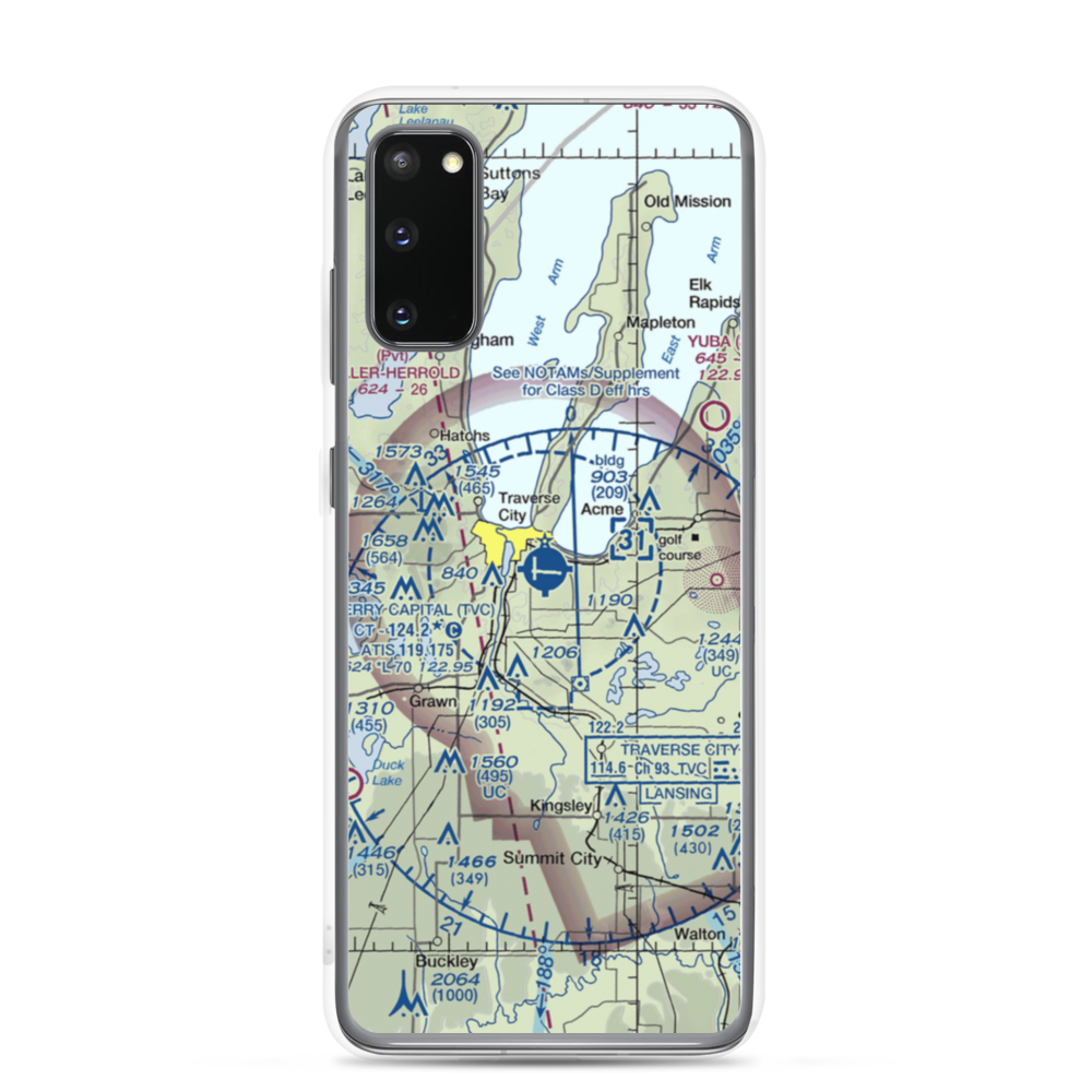 Cherry Capital Airport (TVC) VFR Sectional Samsung Case Samsung Galaxy S20 model shown