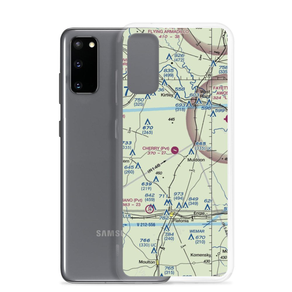 Cherry Spraying Service Airport (XS24) VFR Sectional Samsung Case Samsung Galaxy S20 model shown