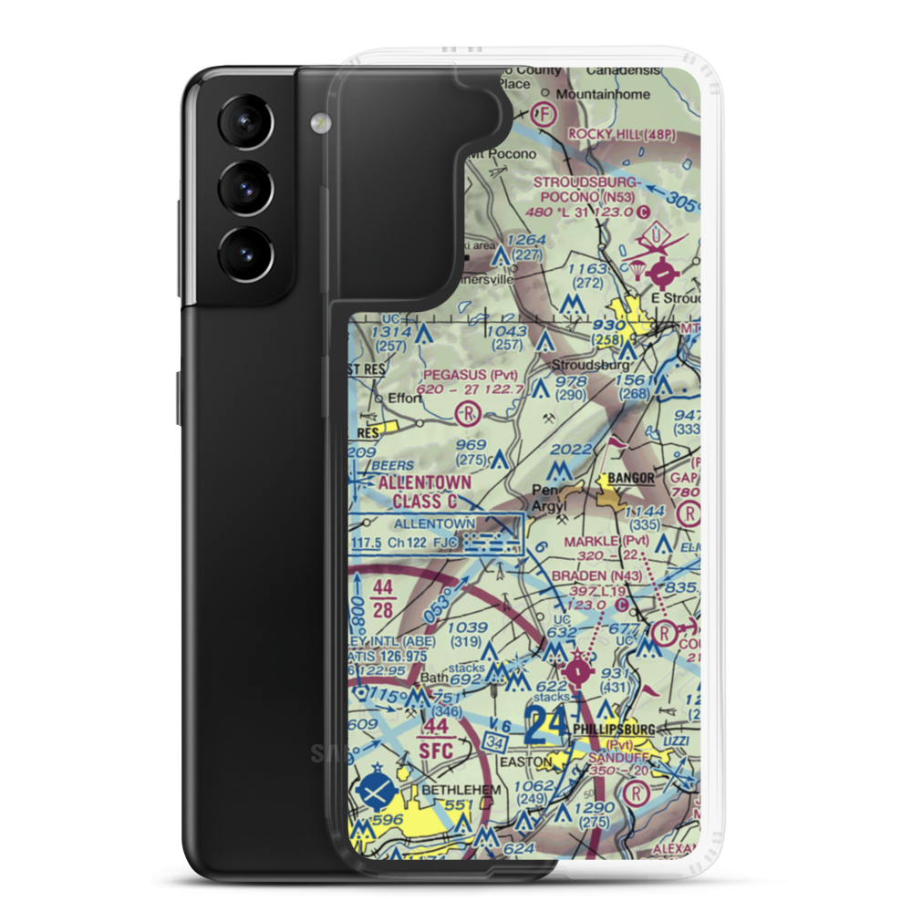 Cherry Valley Airport (65PA) VFR Sectional Samsung Case Samsung Galaxy S21 Plus model shown