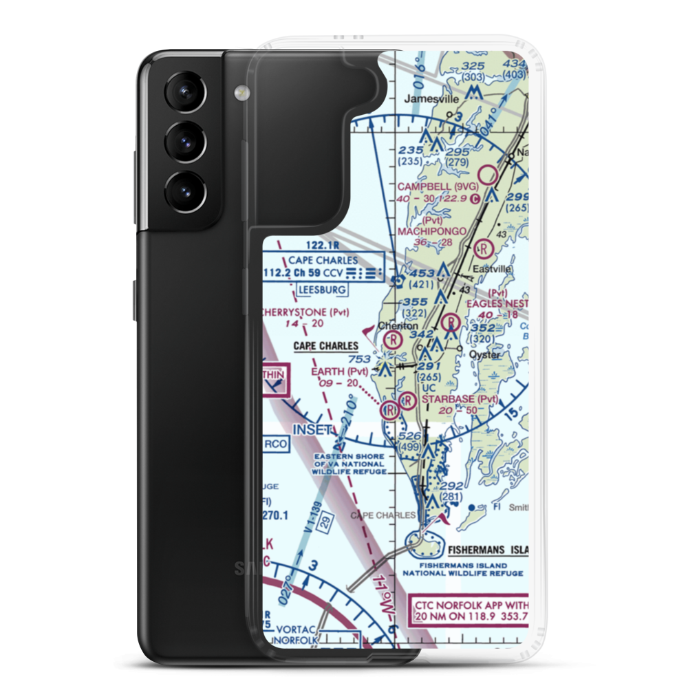 Cherrystone Airport (24VA) VFR Sectional Samsung Case Samsung Galaxy S21 Plus model shown