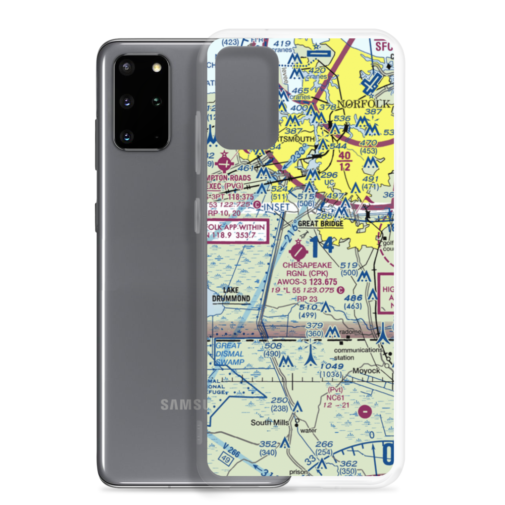 Chesapeake Regional Airport (CPK) VFR Sectional Samsung Case Samsung Galaxy S20 Plus model shown