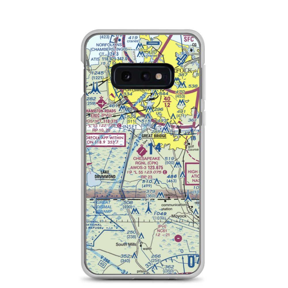 Chesapeake Regional Airport (CPK) VFR Sectional Samsung Case Samsung Galaxy S10e model shown