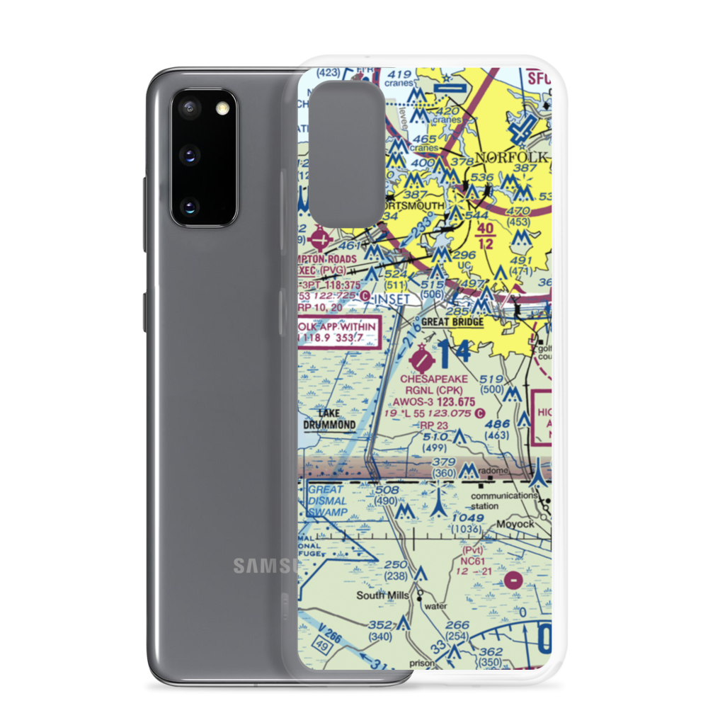 Chesapeake Regional Airport (CPK) VFR Sectional Samsung Case Samsung Galaxy S20 model shown