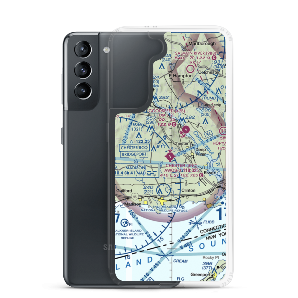 Chester Airport (SNC) VFR Sectional Samsung Case Samsung Galaxy S21 model shown