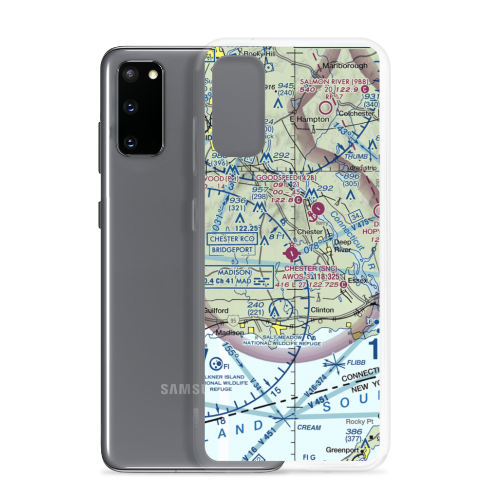 Chester Airport (SNC) VFR Sectional Samsung Case Samsung Galaxy S20 model shown