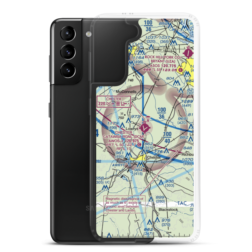 Chester Catawba Regional Airport (DCM) VFR Sectional Samsung Case Samsung Galaxy S21 Plus model shown