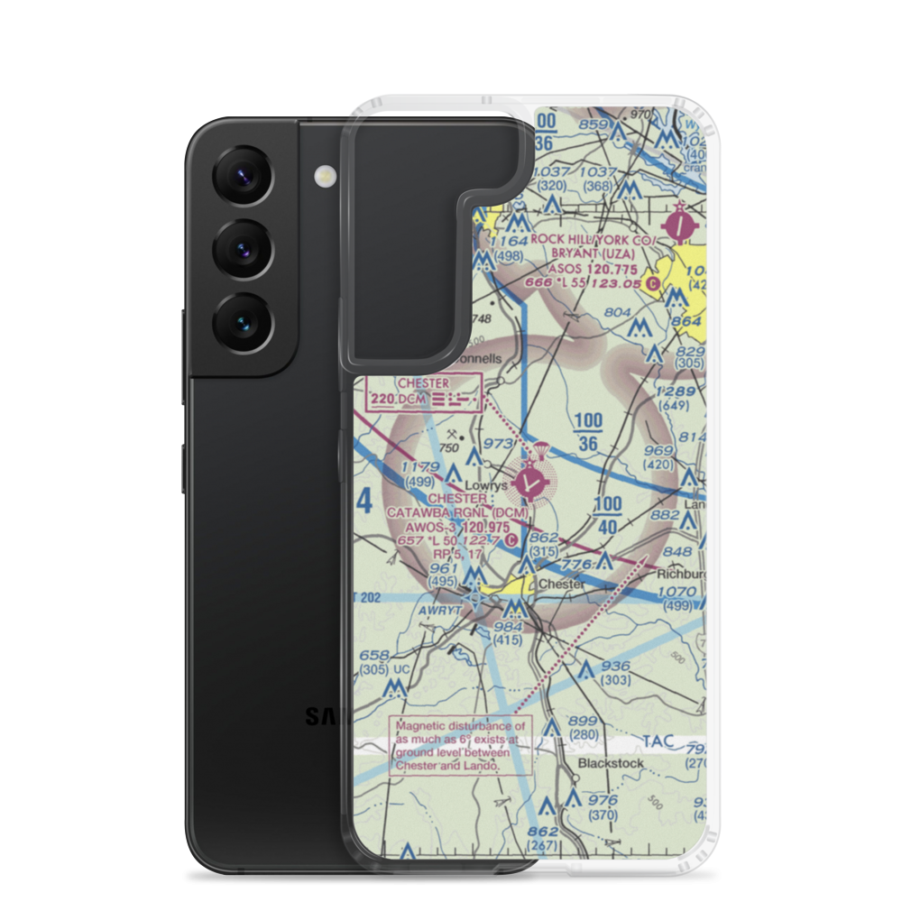 Chester Catawba Regional Airport (DCM) VFR Sectional Samsung Case Samsung Galaxy S22 model shown