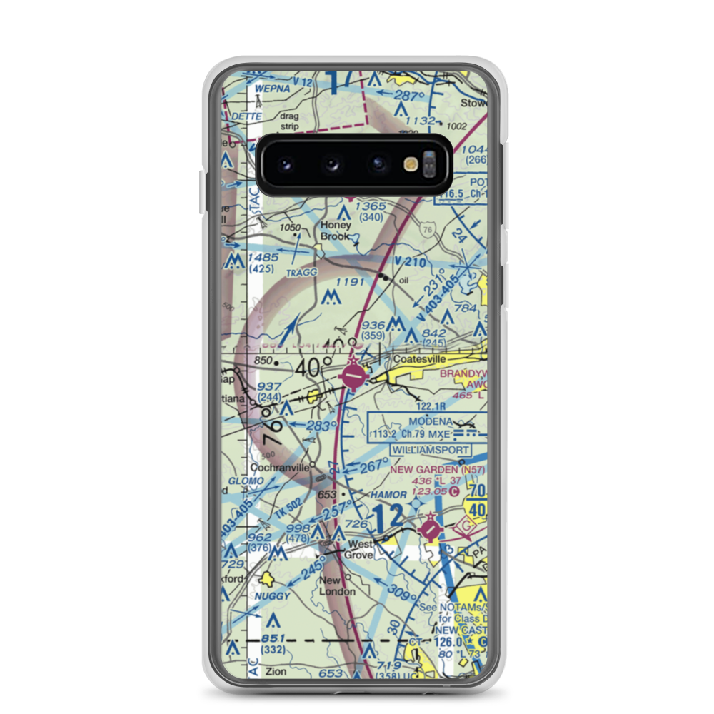Chester County G O Carlson Airport (MQS) VFR Sectional Samsung Case Samsung Galaxy S10 model shown