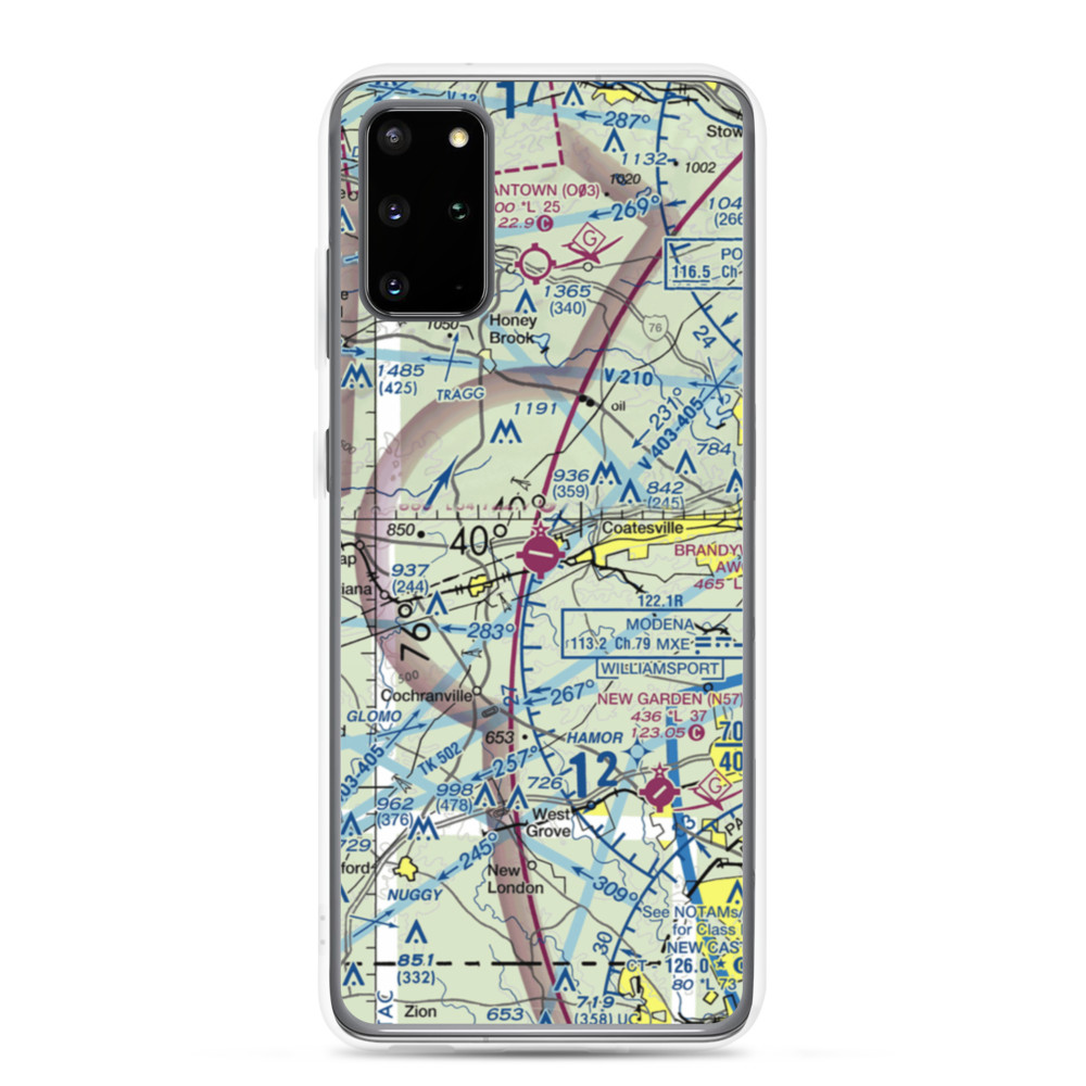 Chester County G O Carlson Airport (MQS) VFR Sectional Samsung Case Samsung Galaxy S20 Plus model shown