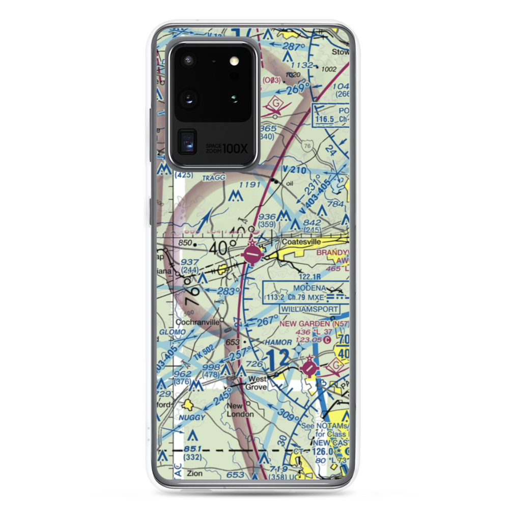 Chester County G O Carlson Airport (MQS) VFR Sectional Samsung Case Samsung Galaxy S20 Ultra model shown