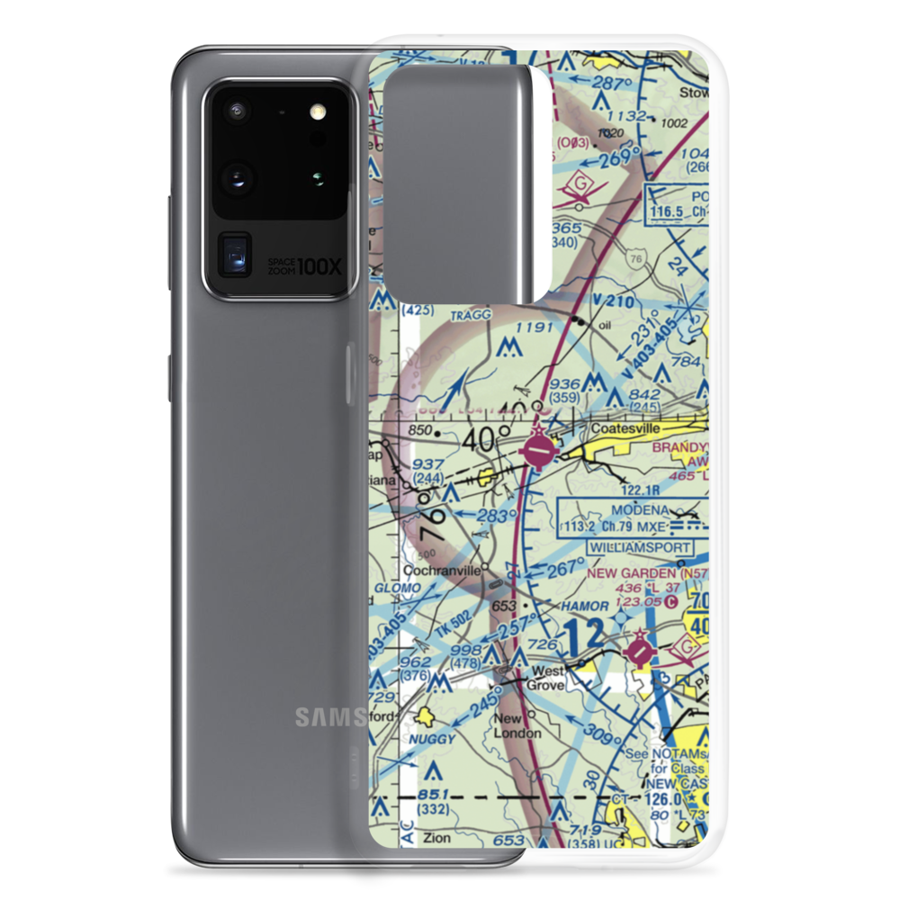 Chester County G O Carlson Airport (MQS) VFR Sectional Samsung Case Samsung Galaxy S20 Ultra model shown