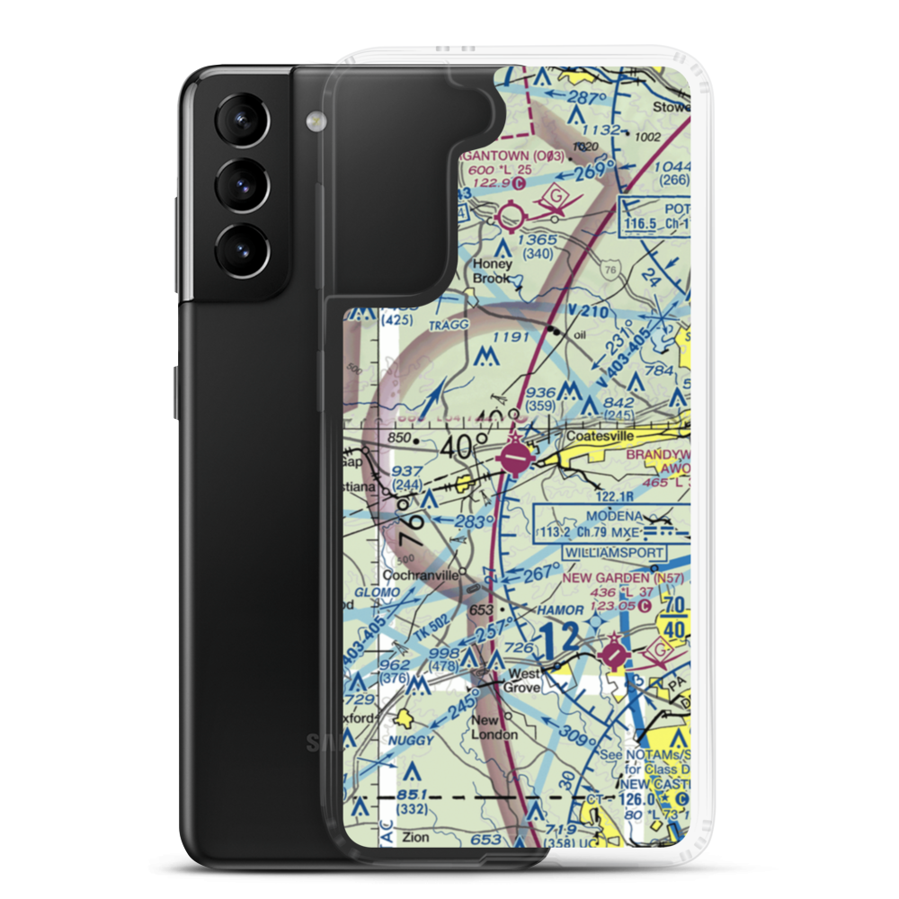 Chester County G O Carlson Airport (MQS) VFR Sectional Samsung Case Samsung Galaxy S21 Plus model shown