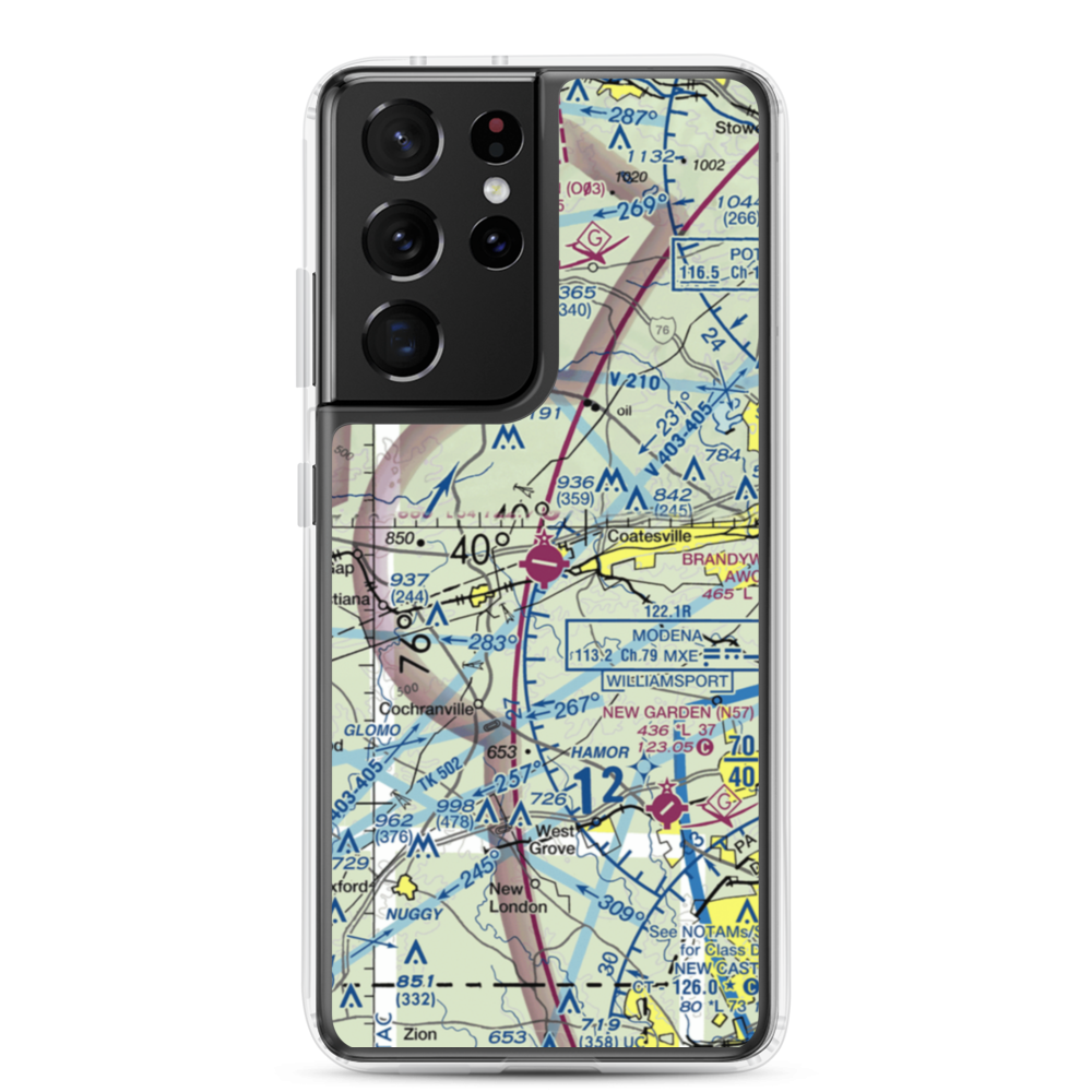 Chester County G O Carlson Airport (MQS) VFR Sectional Samsung Case Samsung Galaxy S21 Ultra model shown