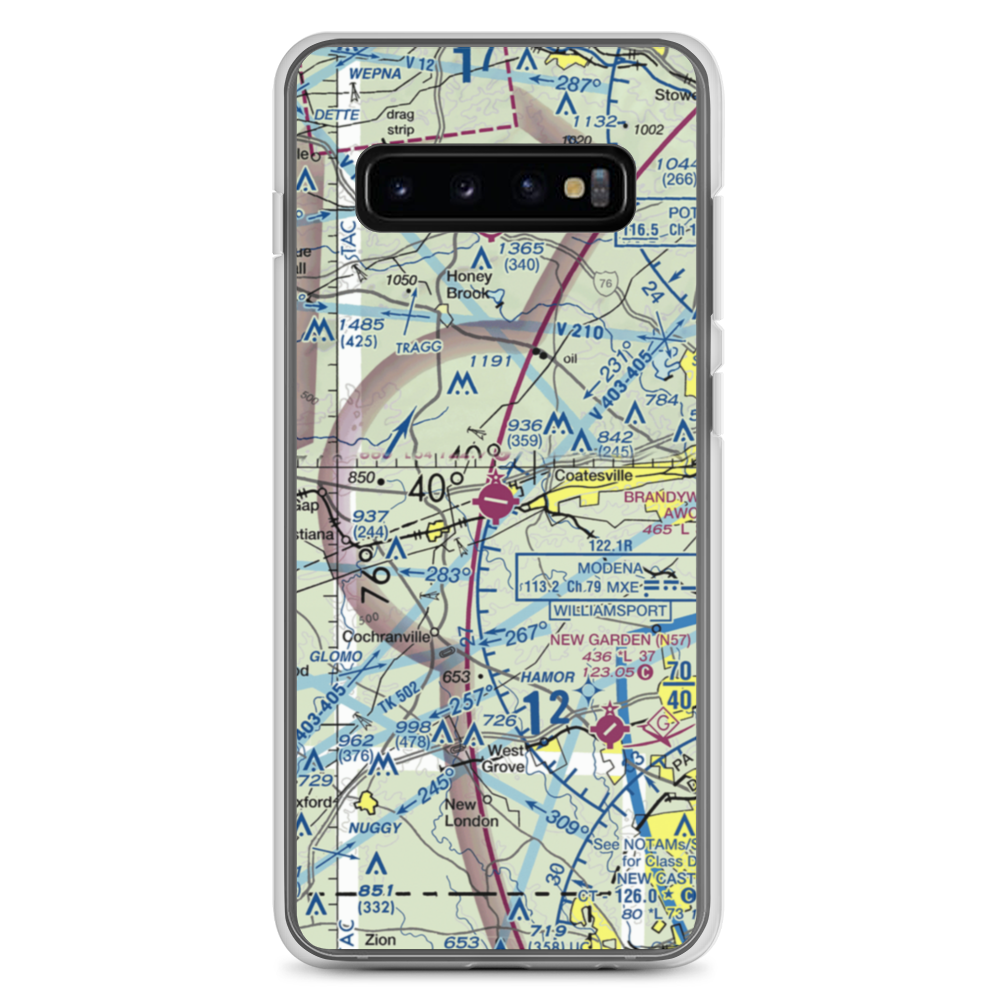 Chester County G O Carlson Airport (MQS) VFR Sectional Samsung Case Samsung Galaxy S10+ model shown