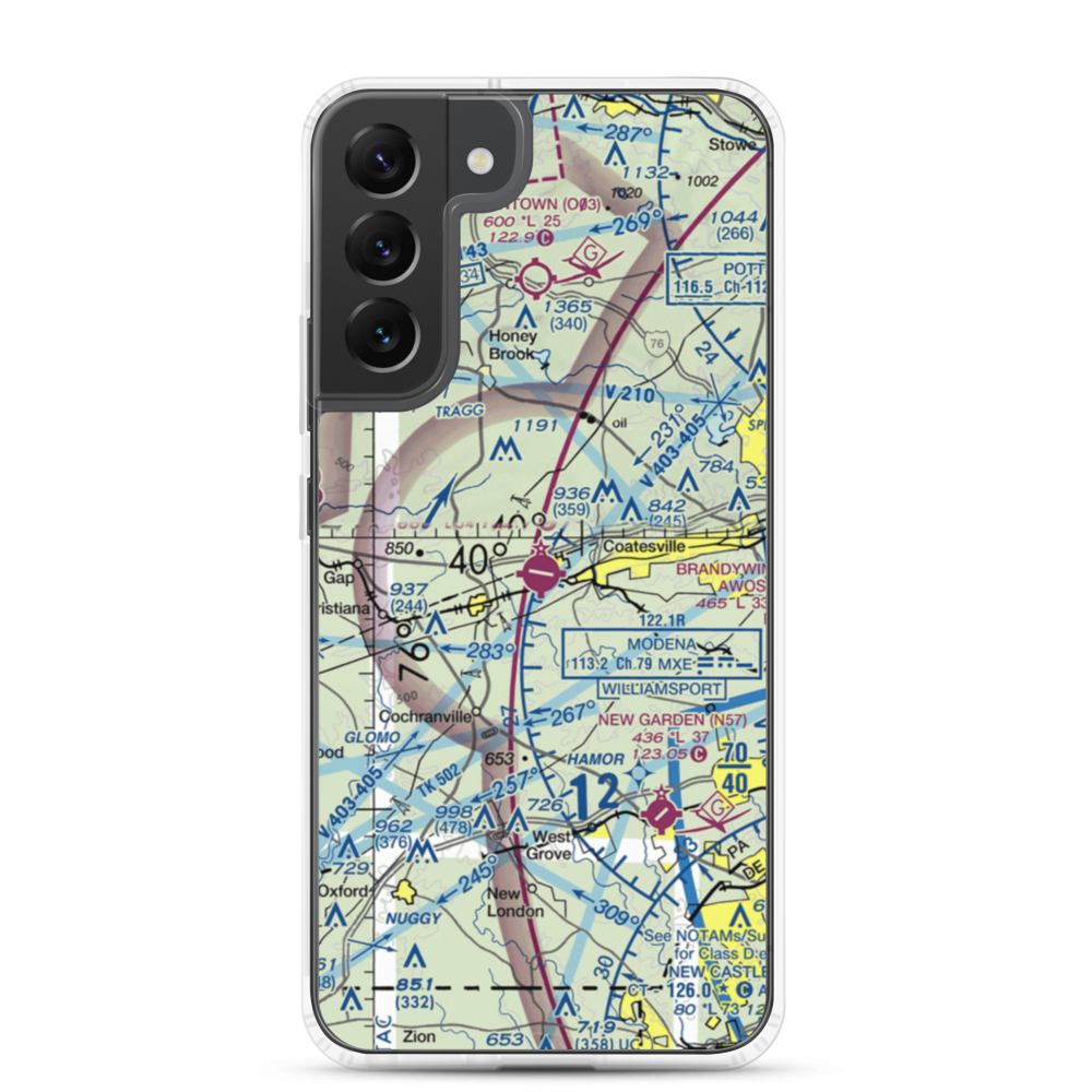 Chester County G O Carlson Airport (MQS) VFR Sectional Samsung Case Samsung Galaxy S22 Plus model shown