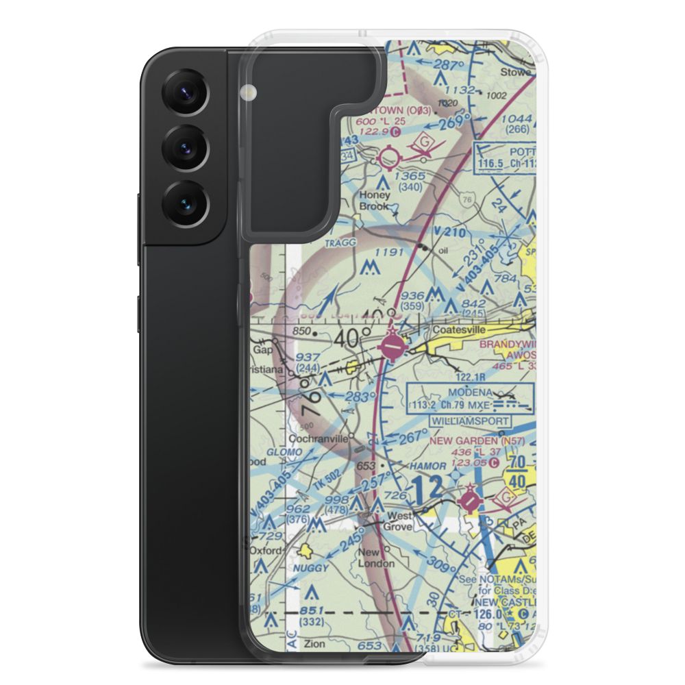 Chester County G O Carlson Airport (MQS) VFR Sectional Samsung Case Samsung Galaxy S22 Plus model shown