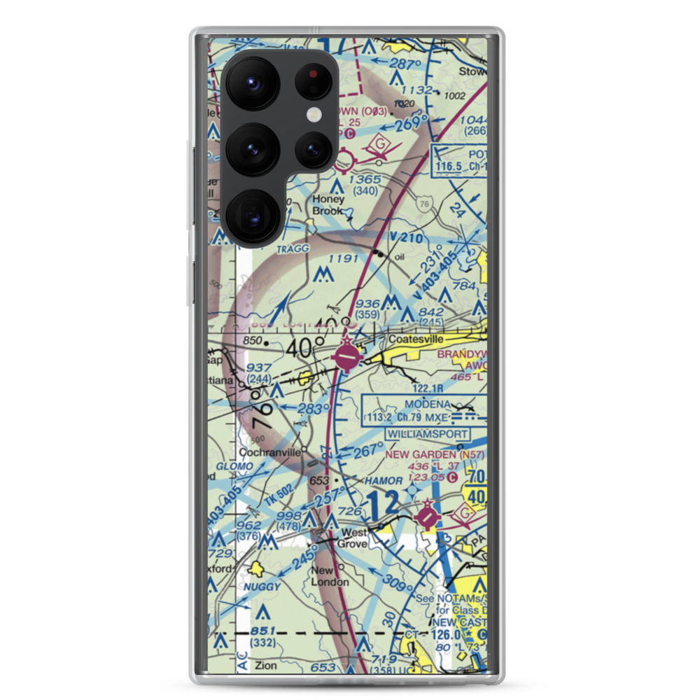 Chester County G O Carlson Airport (MQS) VFR Sectional Samsung Case Samsung Galaxy S22 Ultra model shown