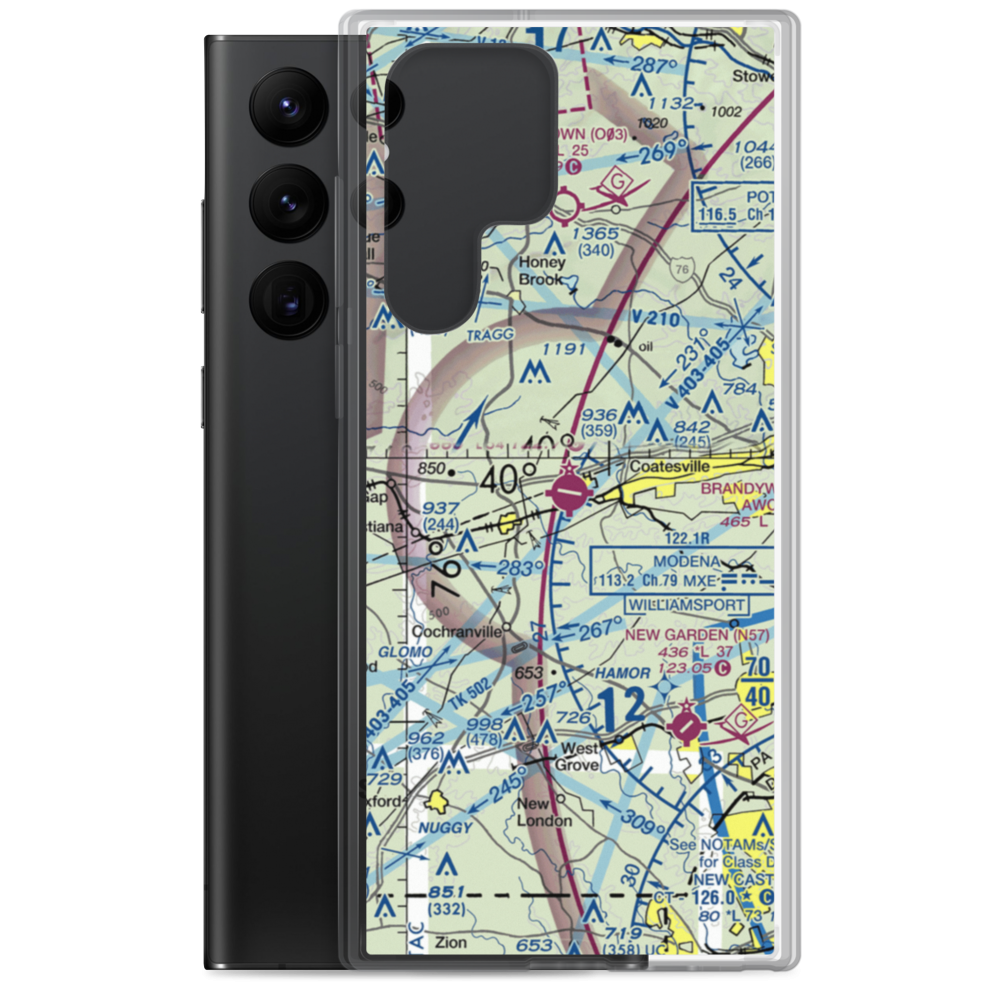 Chester County G O Carlson Airport (MQS) VFR Sectional Samsung Case Samsung Galaxy S22 Ultra model shown