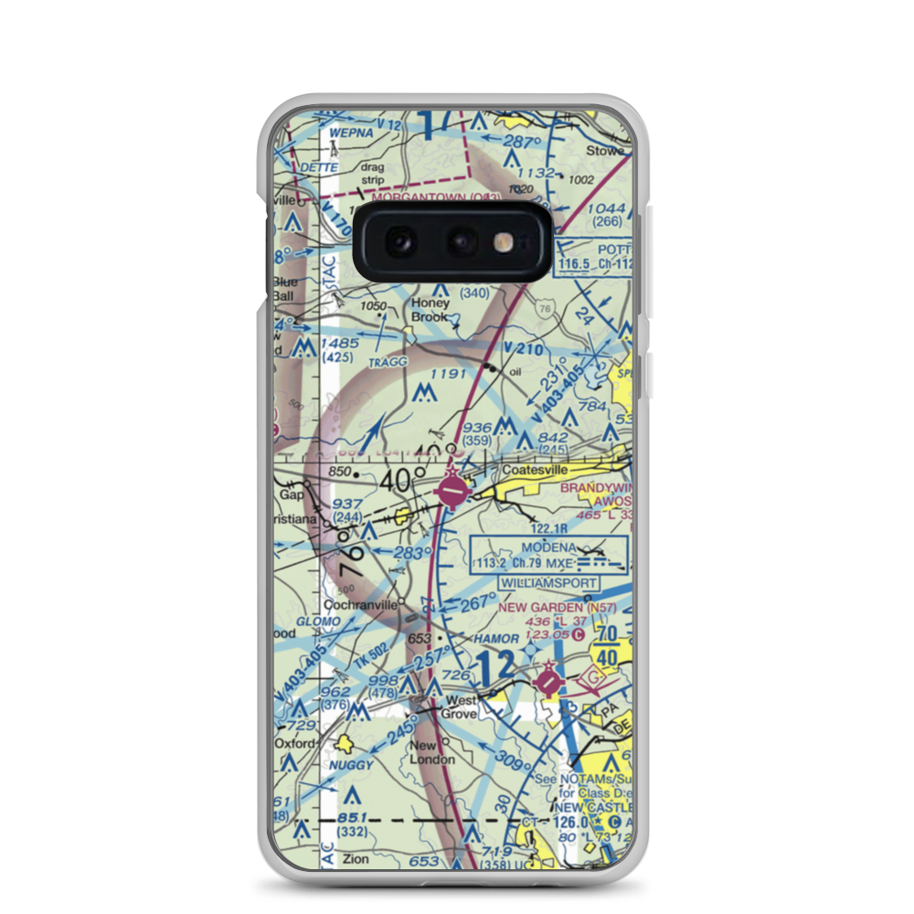 Chester County G O Carlson Airport (MQS) VFR Sectional Samsung Case Samsung Galaxy S10e model shown