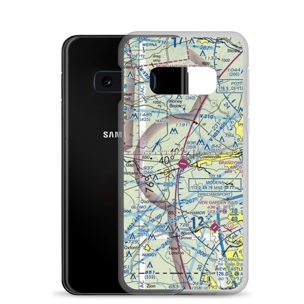 Chester County G O Carlson Airport (MQS) VFR Sectional Samsung Case Samsung Galaxy S10e model shown