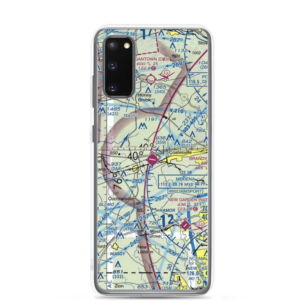 Chester County G O Carlson Airport (MQS) VFR Sectional Samsung Case Samsung Galaxy S20 model shown