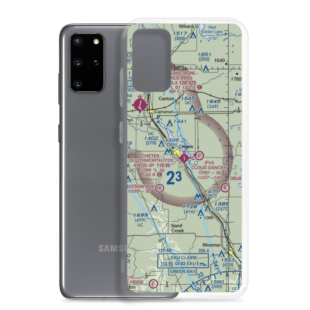 Chetek Municipal Southworth Airport (Y23) VFR Sectional Samsung Case Samsung Galaxy S20 Plus model shown
