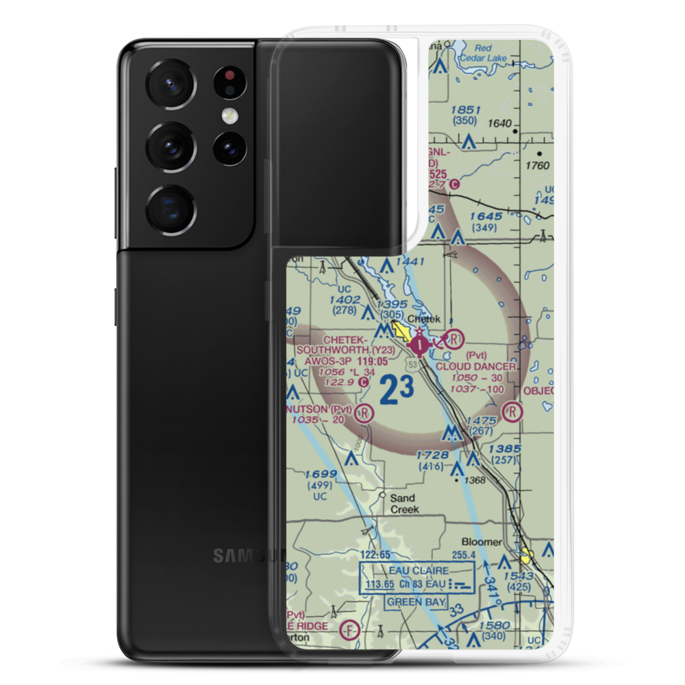Chetek Municipal Southworth Airport (Y23) VFR Sectional Samsung Case Samsung Galaxy S21 Ultra model shown
