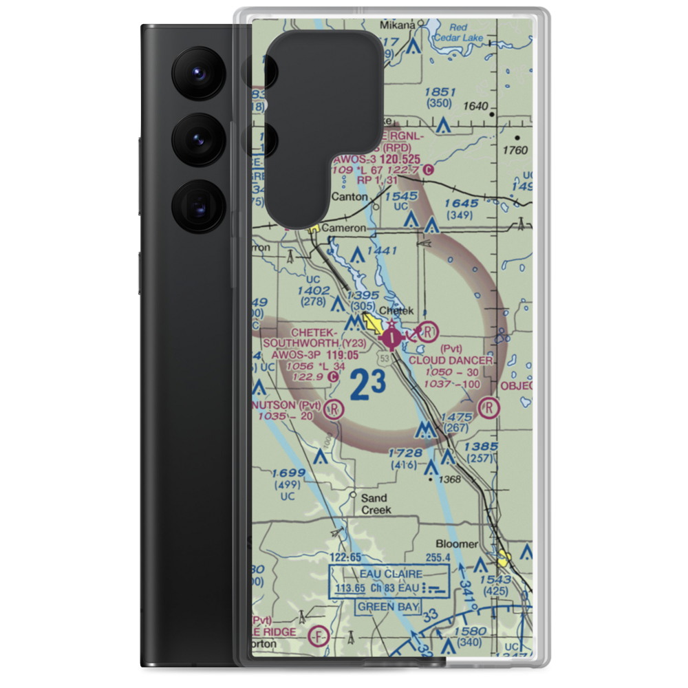 Chetek Municipal Southworth Airport (Y23) VFR Sectional Samsung Case Samsung Galaxy S22 Ultra model shown