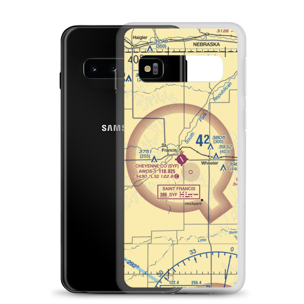 Cheyenne County Municipal Airport (SYF) VFR Sectional Samsung Case Samsung Galaxy S10 model shown