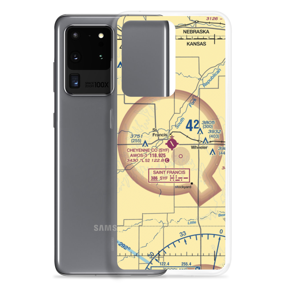 Cheyenne County Municipal Airport (SYF) VFR Sectional Samsung Case Samsung Galaxy S20 Ultra model shown