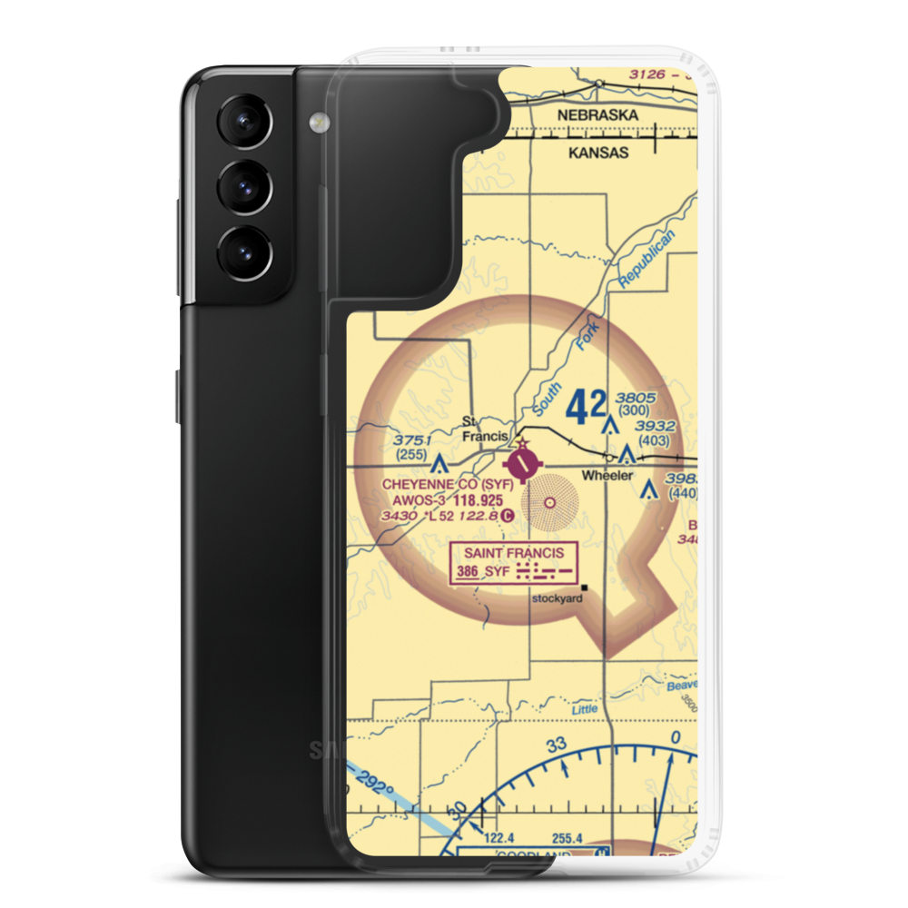 Cheyenne County Municipal Airport (SYF) VFR Sectional Samsung Case Samsung Galaxy S21 Plus model shown