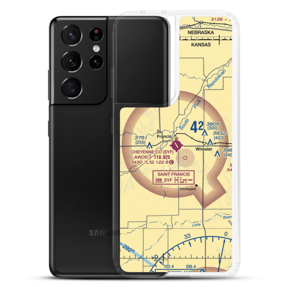 Cheyenne County Municipal Airport (SYF) VFR Sectional Samsung Case Samsung Galaxy S21 Ultra model shown