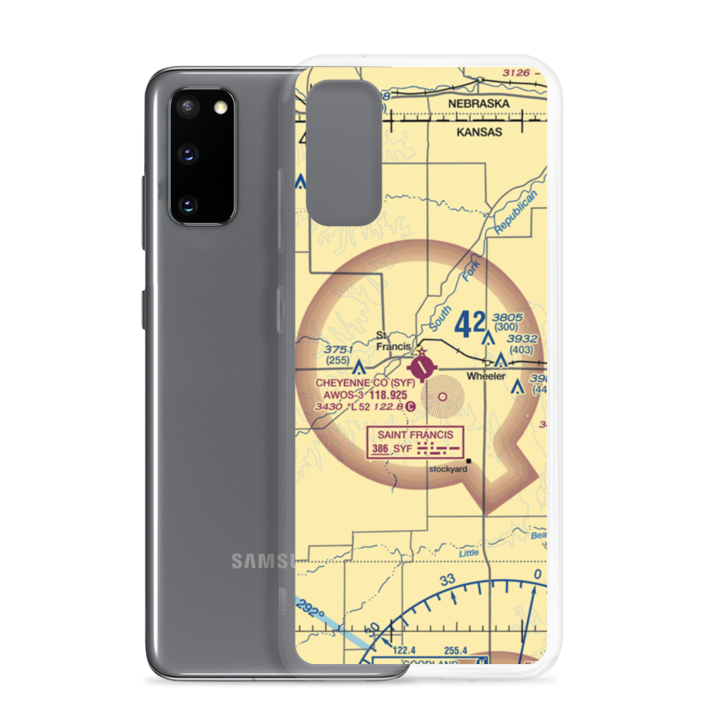 Cheyenne County Municipal Airport (SYF) VFR Sectional Samsung Case Samsung Galaxy S20 model shown