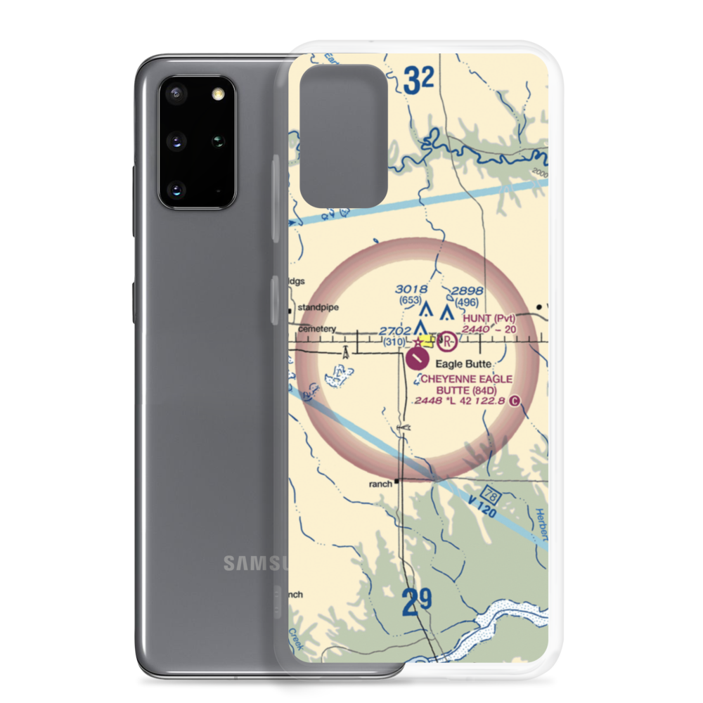 Cheyenne Eagle Butte Airport (84D) VFR Sectional Samsung Case Samsung Galaxy S20 Plus model shown
