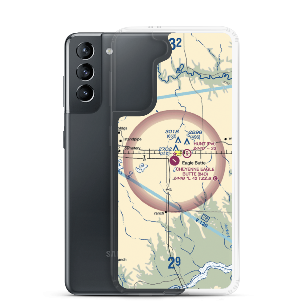 Cheyenne Eagle Butte Airport (84D) VFR Sectional Samsung Case Samsung Galaxy S21 model shown