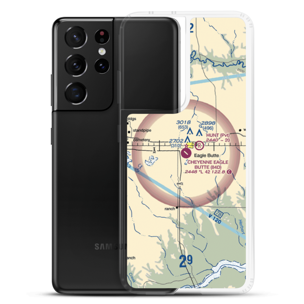 Cheyenne Eagle Butte Airport (84D) VFR Sectional Samsung Case Samsung Galaxy S21 Ultra model shown