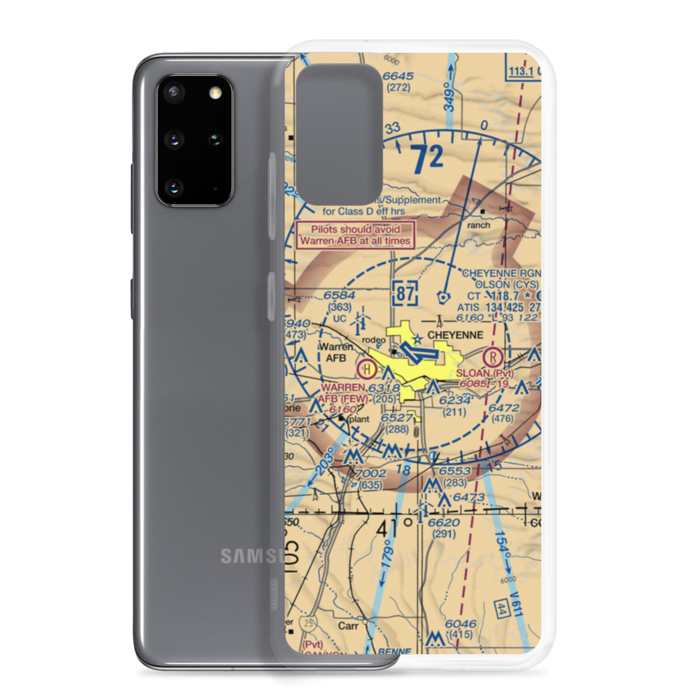 Cheyenne Regional Jerry Olson Field (CYS) VFR Sectional Samsung Case Samsung Galaxy S20 Plus model shown