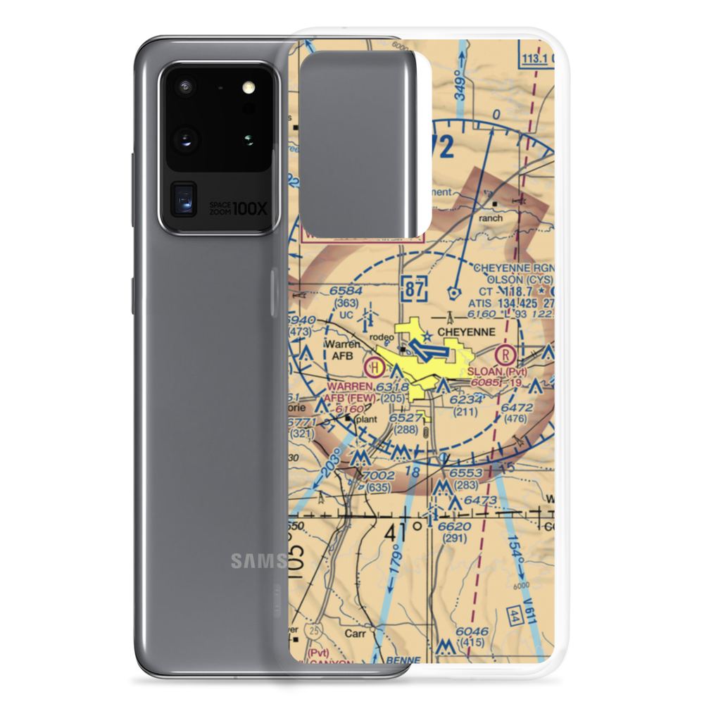 Cheyenne Regional Jerry Olson Field (CYS) VFR Sectional Samsung Case Samsung Galaxy S20 Ultra model shown