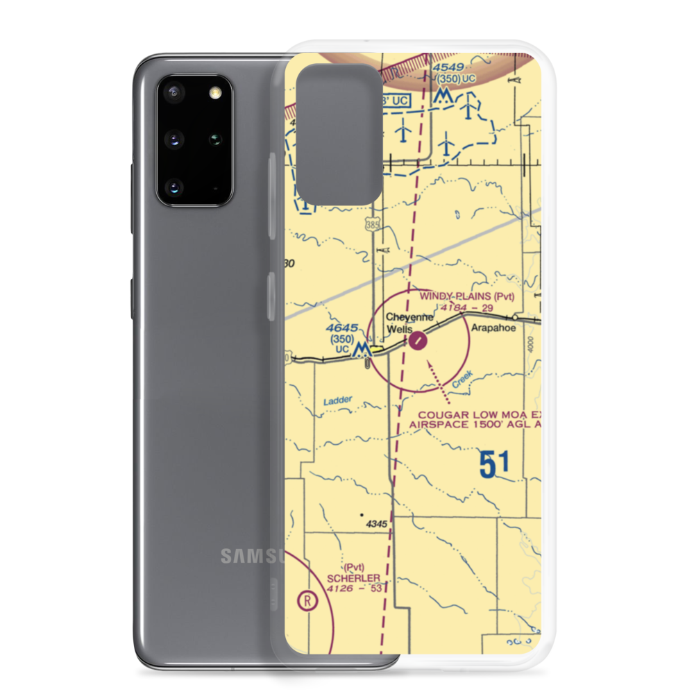 Cheyenne Wells Municipal Airport (5CO0) VFR Sectional Samsung Case Samsung Galaxy S20 Plus model shown