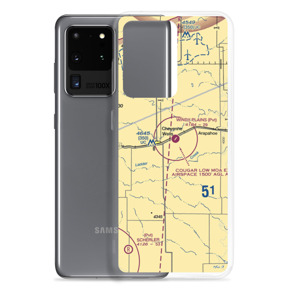 Cheyenne Wells Municipal Airport (5CO0) VFR Sectional Samsung Case Samsung Galaxy S20 Ultra model shown