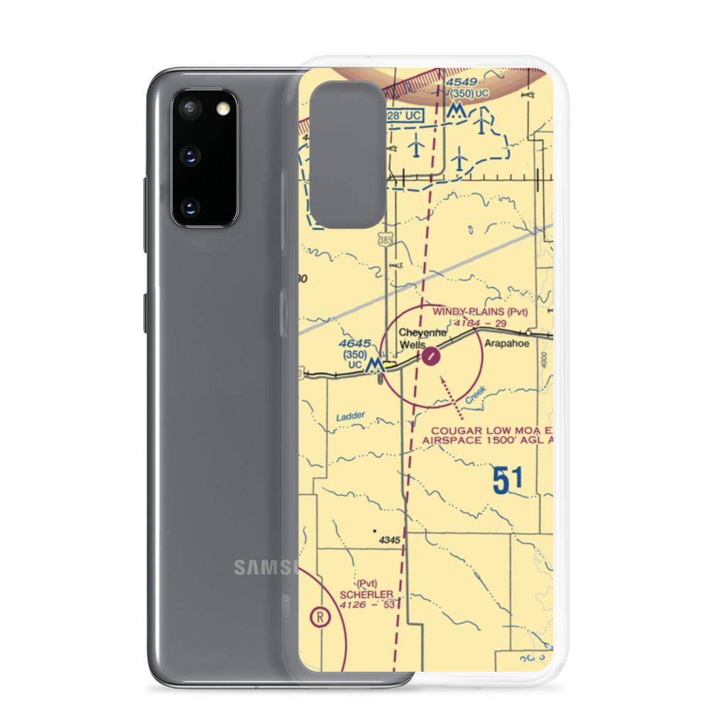 Cheyenne Wells Municipal Airport (5CO0) VFR Sectional Samsung Case Samsung Galaxy S20 model shown