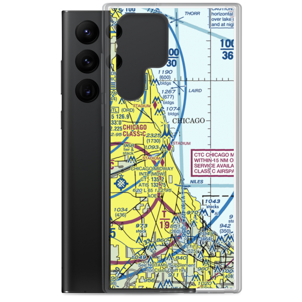Chicago Meigs Airport (CGX) VFR Sectional Samsung Case Samsung Galaxy S22 Ultra model shown