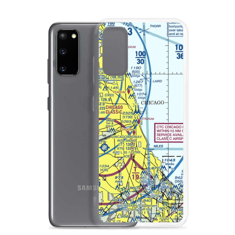 Chicago Meigs Airport (CGX) VFR Sectional Samsung Case Samsung Galaxy S20 model shown