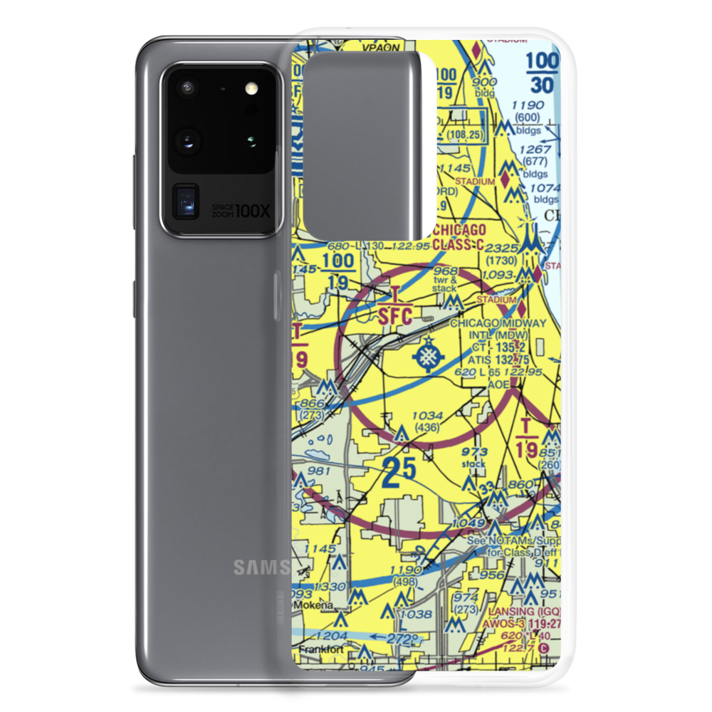 Chicago Midway International Airport (MDW) VFR Sectional Samsung Case Samsung Galaxy S20 Ultra model shown
