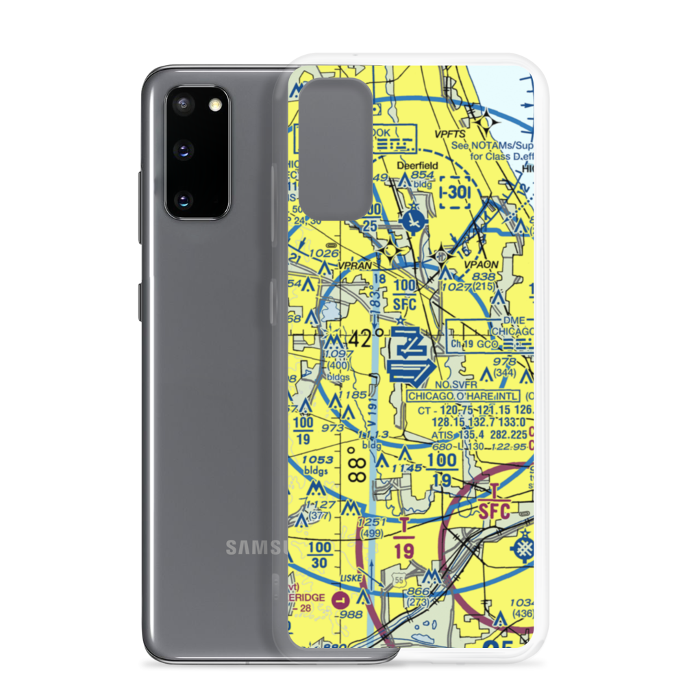 Chicago O'Hare International Airport (ORD) VFR Sectional Samsung Case Samsung Galaxy S20 model shown